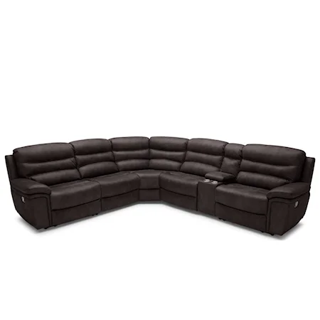 Casual Six Piece Reclining Sectional Sofa with Cupholder Storage Console